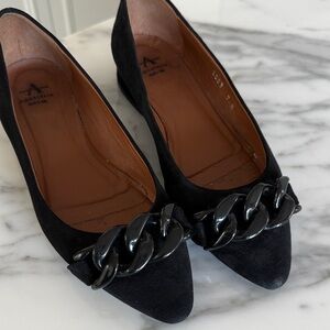 Aquatalia Black Chain Detail Loafers